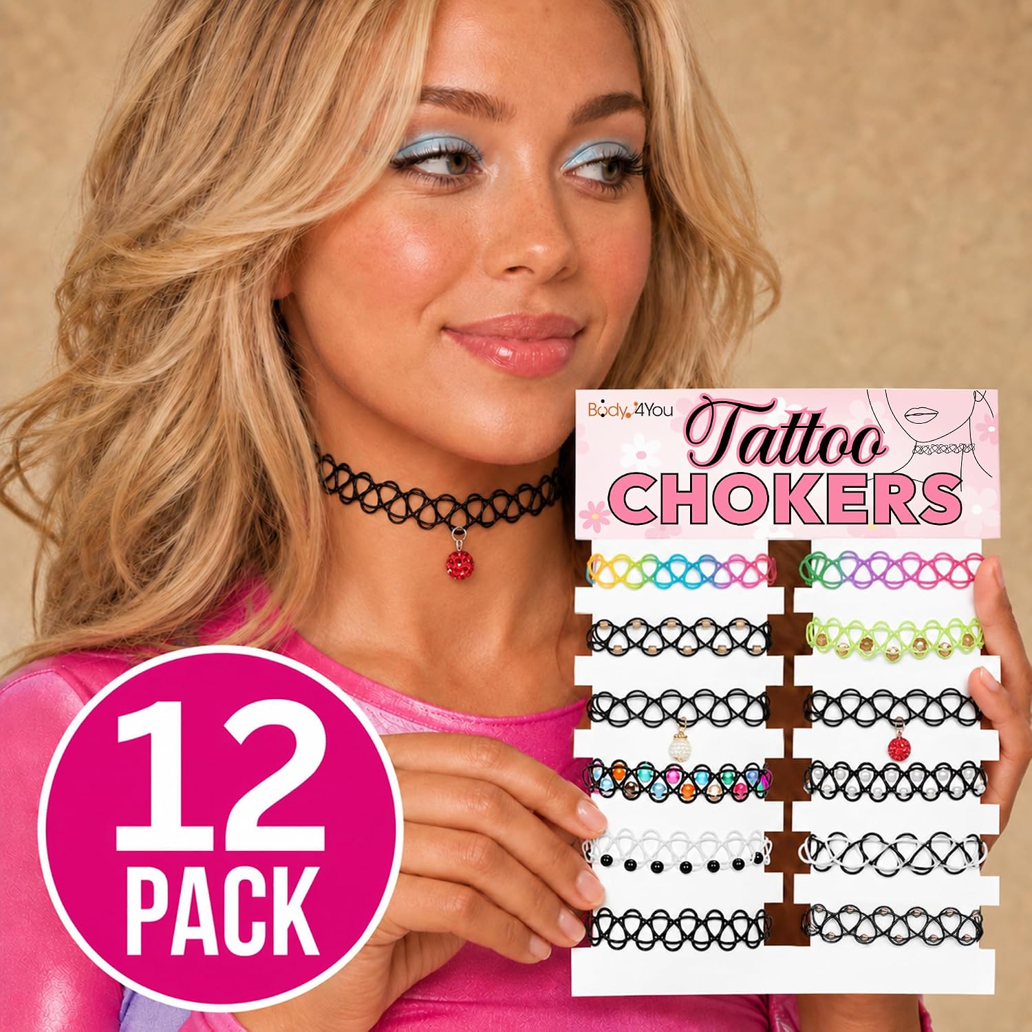 Detalle de BodyJ4You Tattoo Choker Necklace Set, 12-Piece