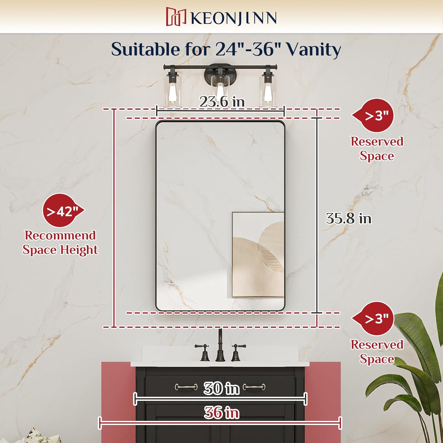 Thumbnail 5 de Keonjinn Brushed Nickel Mirror 24x36