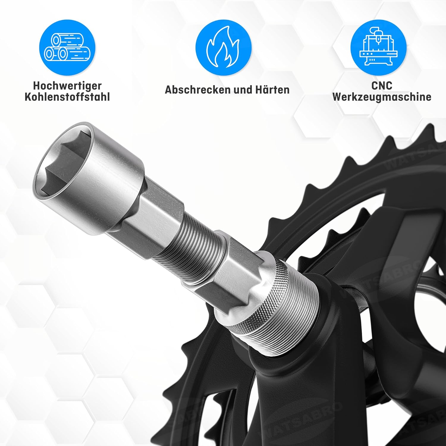 Thumbnail 2 de WATSABRO Kurbelabzieher für Fahrrad mit 14-mm Schlüssel (für ISIS/Octalink/Quad-Square & Powerspline, inkl. Öl & Fett)