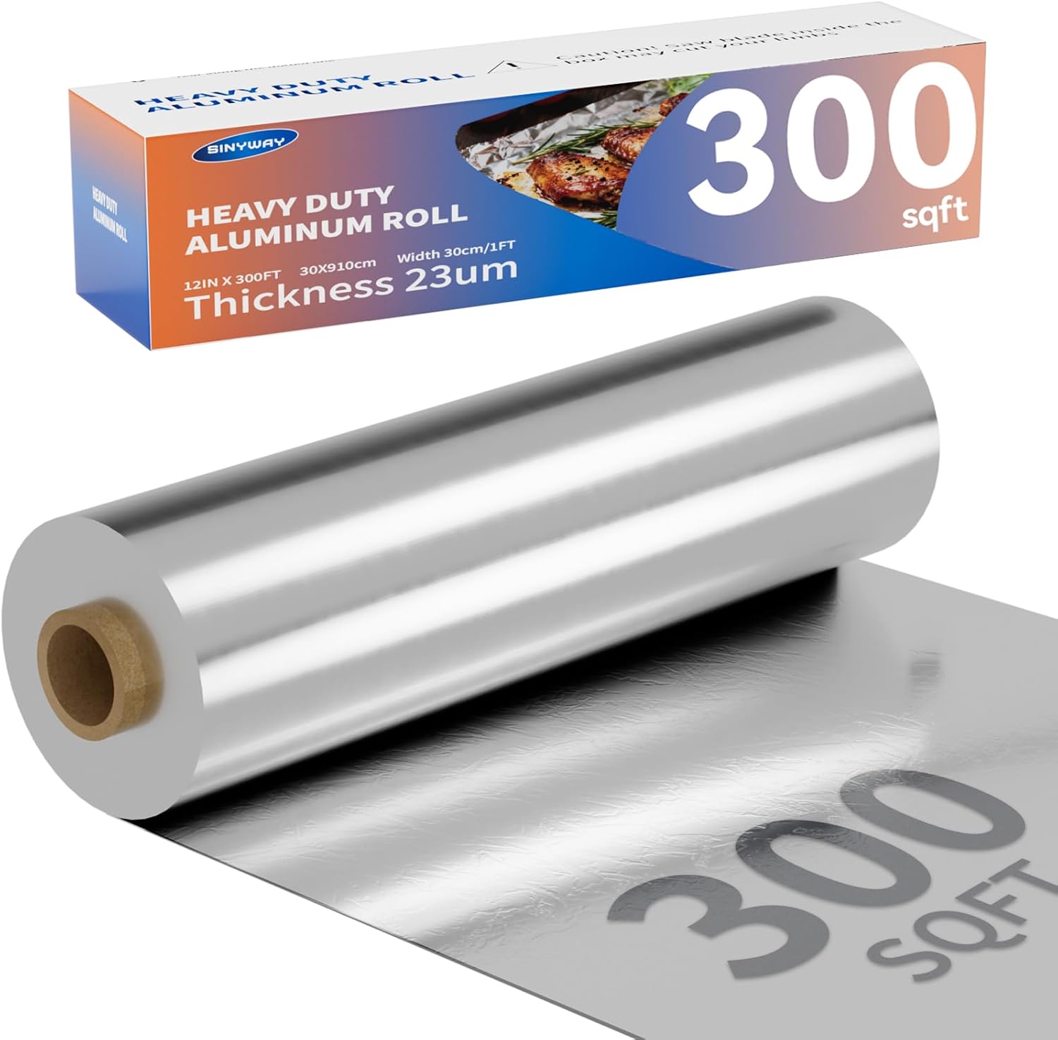 Detalle de 23 Micron Heavy Duty Aluminum Foil Roll 12" x 300 Sq Ft with Cutter Box