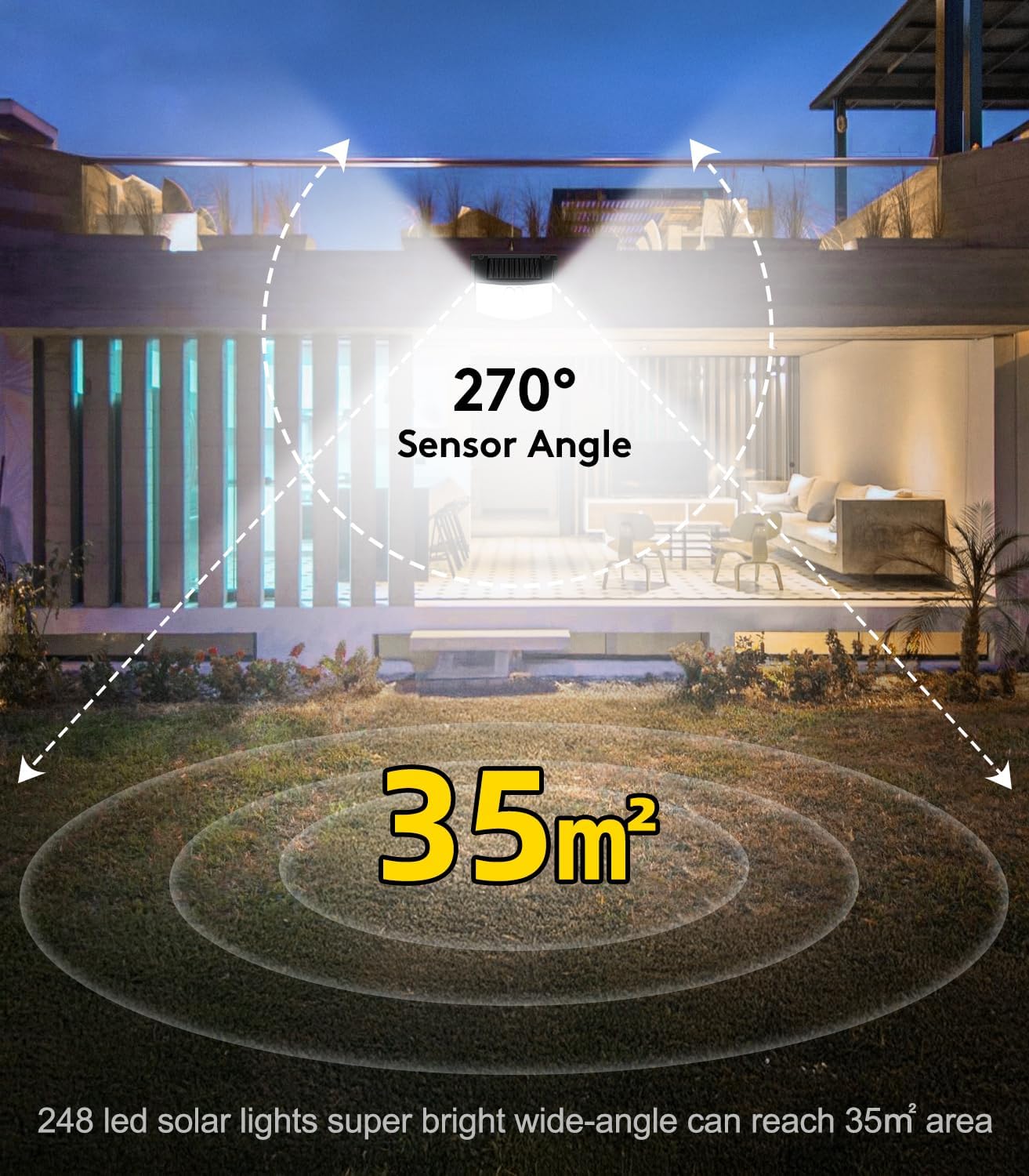 Thumbnail 6 de Solar Lights Outdoor Garden 248 LED Solar Security Light 4 Pack with 3 Motion Sensor Modes (IP65, 270°)