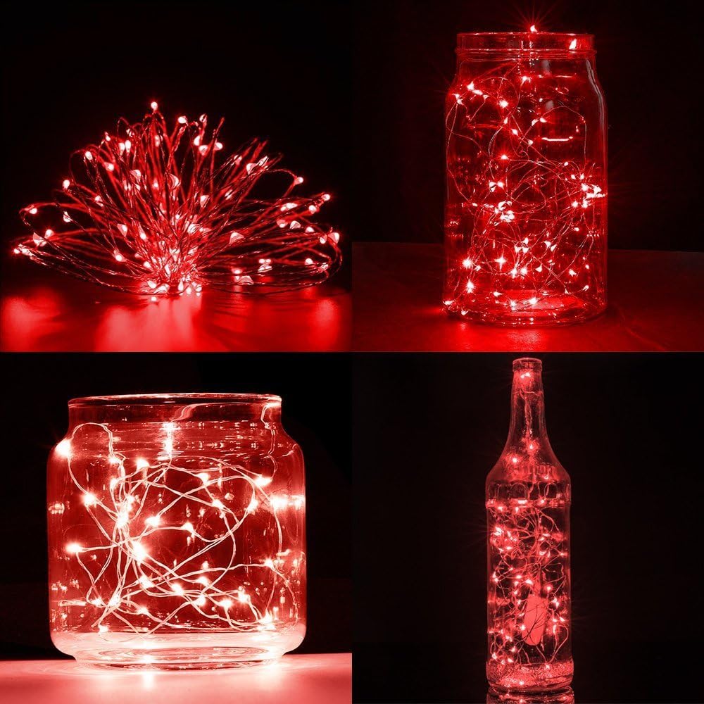 Detalle de ANJAYLIA VC-D-0008 Red LED String Lights, 10 ft, 30 LEDs