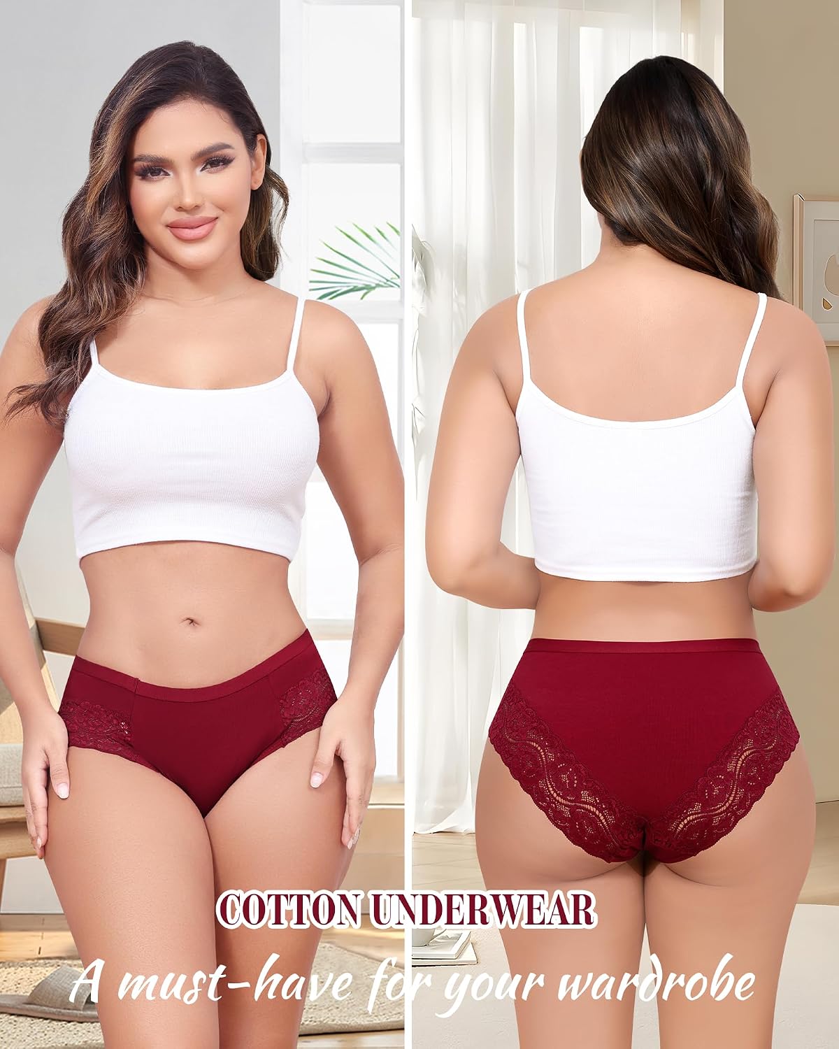 Detalle 2 de Aijolen Culotte Femme Coton Dentelle Lot de 6 đ©°