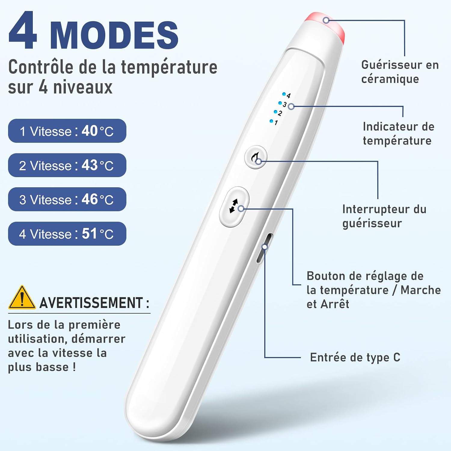 Detalle 2 de ICARe Stylo chauffant anti-piqûres d'insectes – rechargeable, 4 niveaux de chaleur