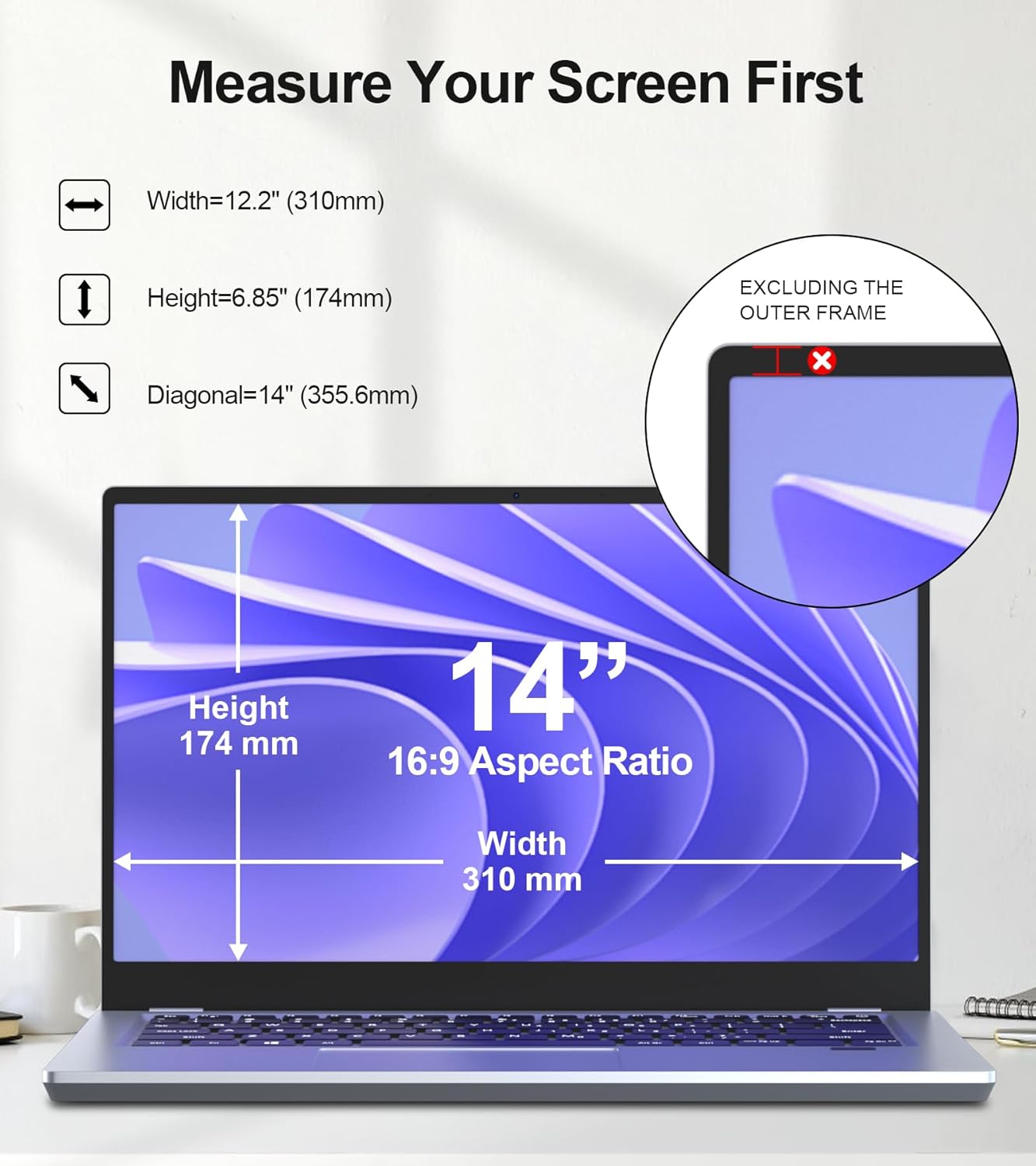 Thumbnail 1 de STARY Laptop Privacy Screen 14-inch 16:9 filter