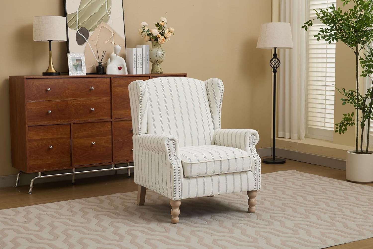 Detalle 2 de KEIKI Striped Wingback Accent Chair