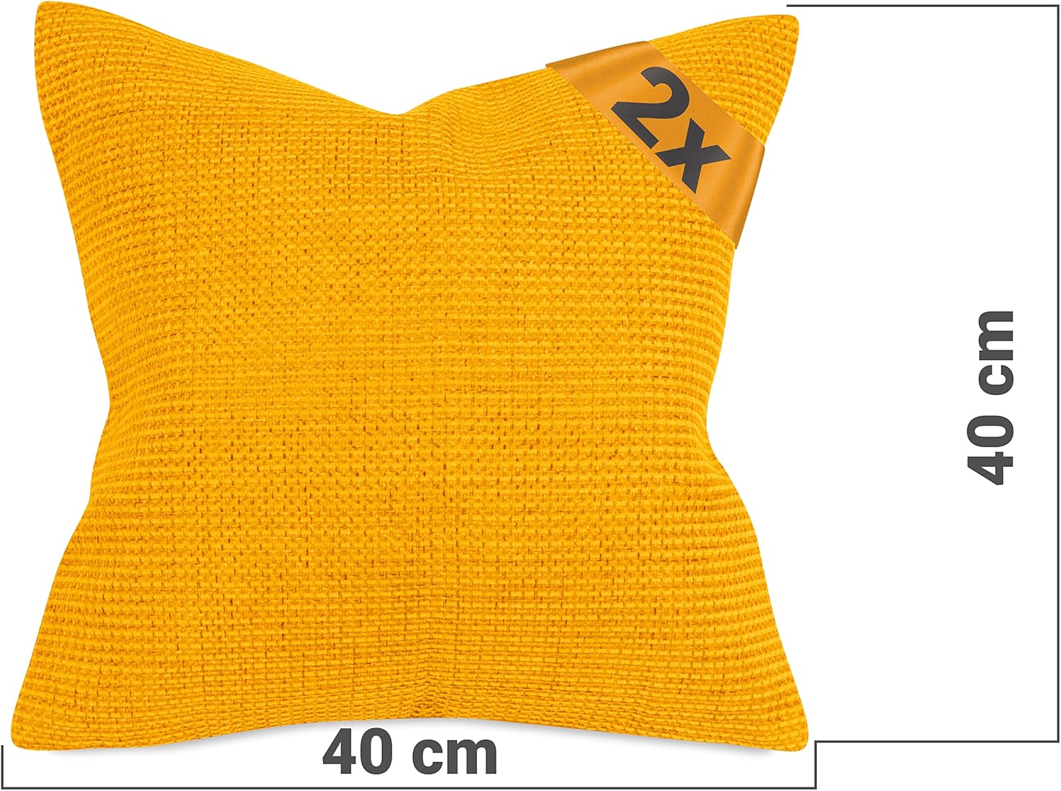 Thumbnail 2 de npluseins Lot de 2 Housse Coussin 40x40 Jaune – Texture Tapisserie et Finition Raffinée