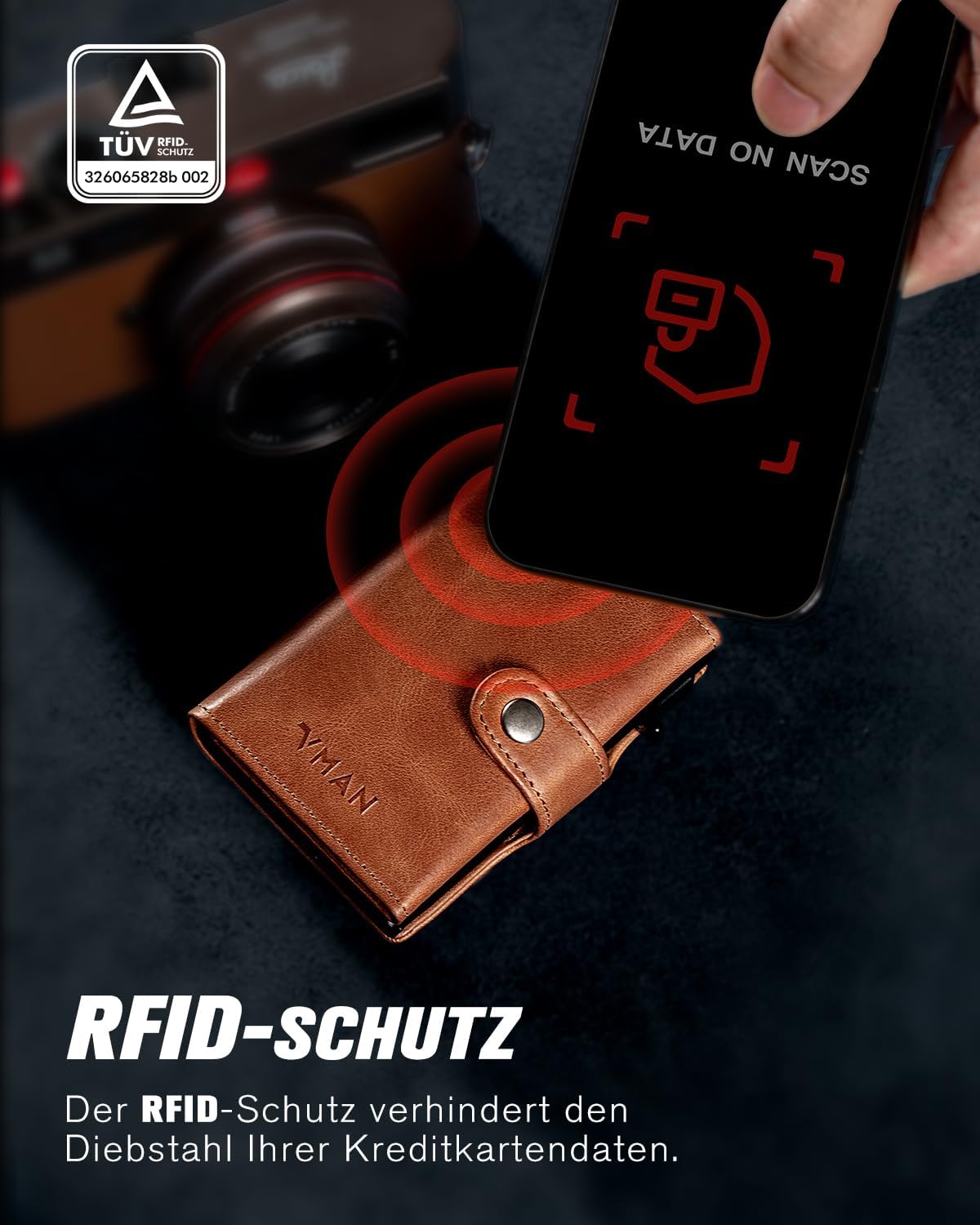Detalle 2 de VMAN Geldbörse Herren Slim Münzfach RFID Schutz