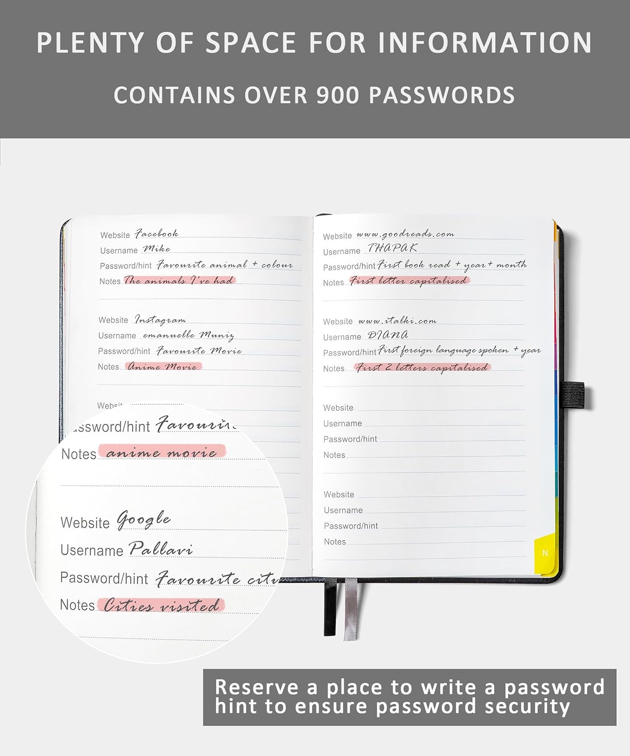 Thumbnail 2 de ZXHQ Password Book with Colourful Alphabetical Tabs (SeaGreen) — Hardcover password keeper