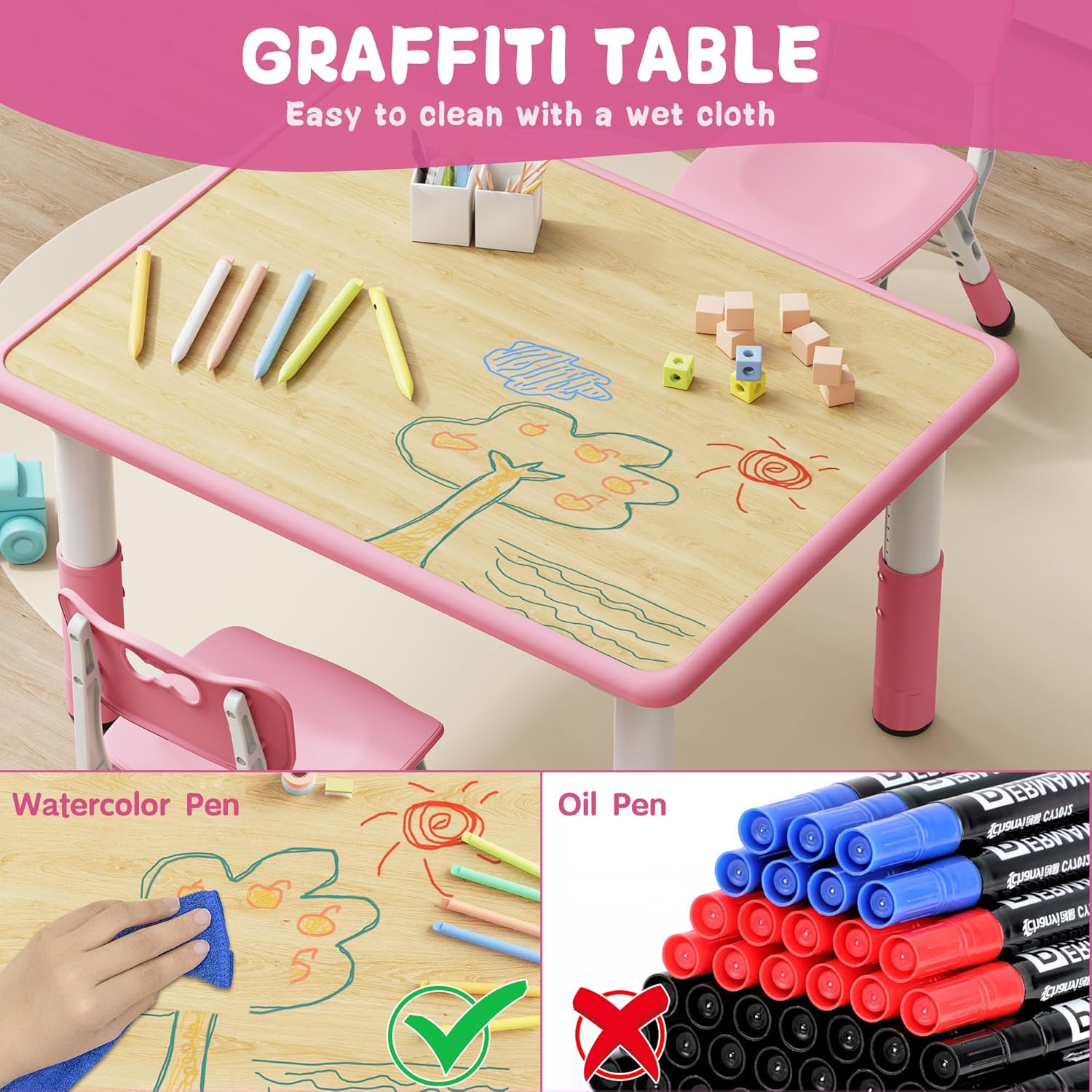 Detalle 2 de Brelley Adjustable Kids' Table and Chair Set 31.5" L x 23.6" W