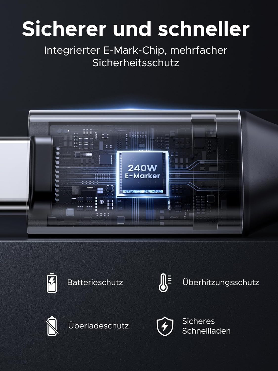 Thumbnail 4 de UGREEN USB-C Ladekabel 240 W Winkelstecker
