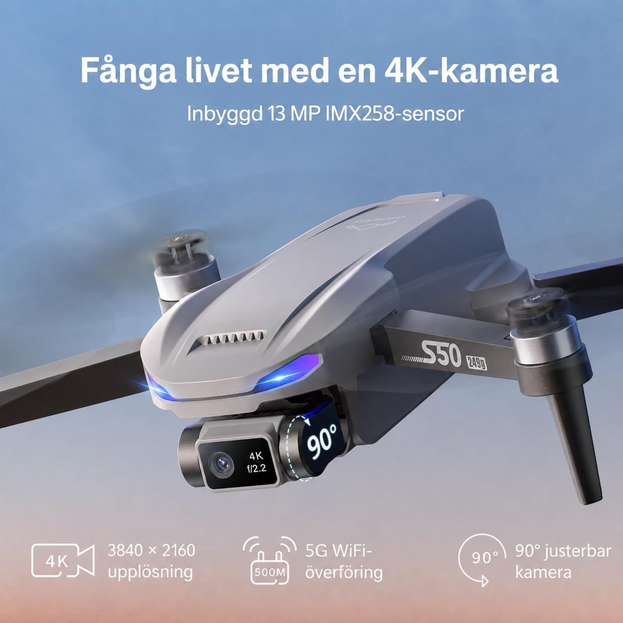Detalle 2 de Ameta DR-ATS50G S50 Lite-drönare med 4K-kamera, GPS och 13 MP