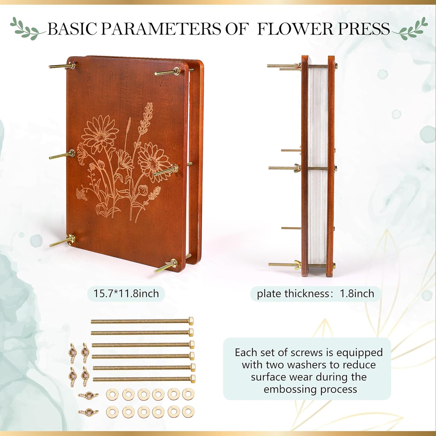 Detalle de Aboofx Flower Press Kit – Large 6-Layer Wooden Press for DIY Pressed Flowers and Plant Crafts