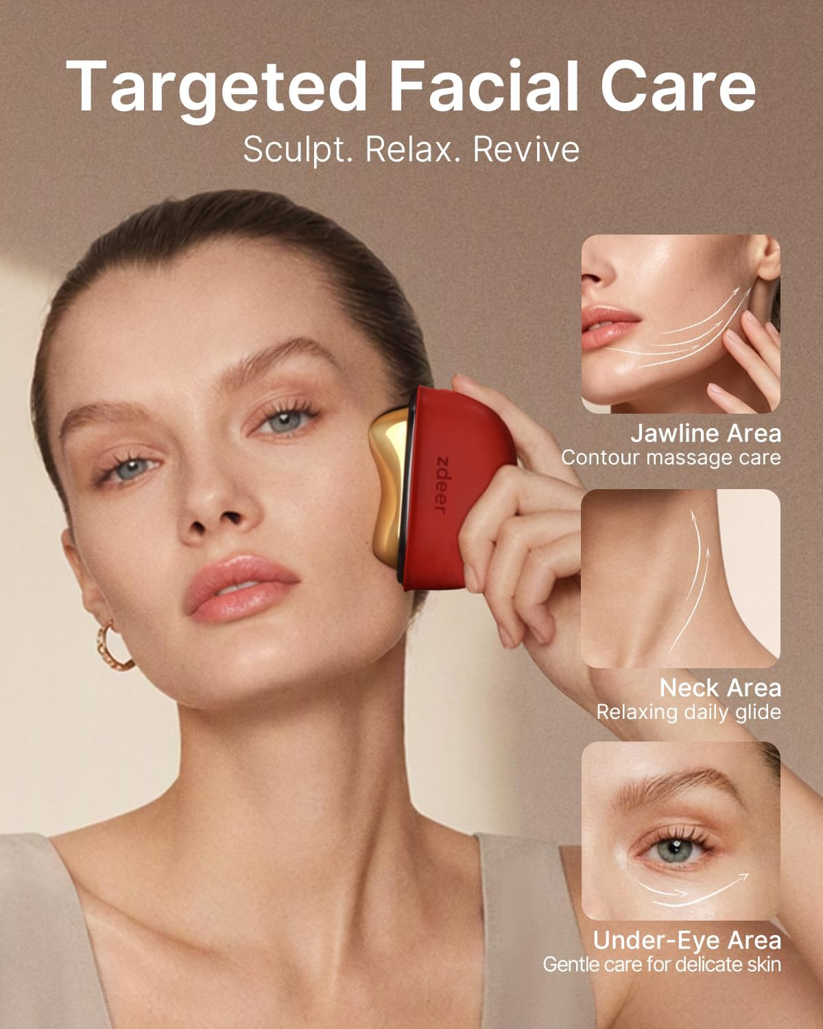 Detalle de ZDEER GS5 PRO Electric Gua Sha Facial Massager with Red Light and Heat