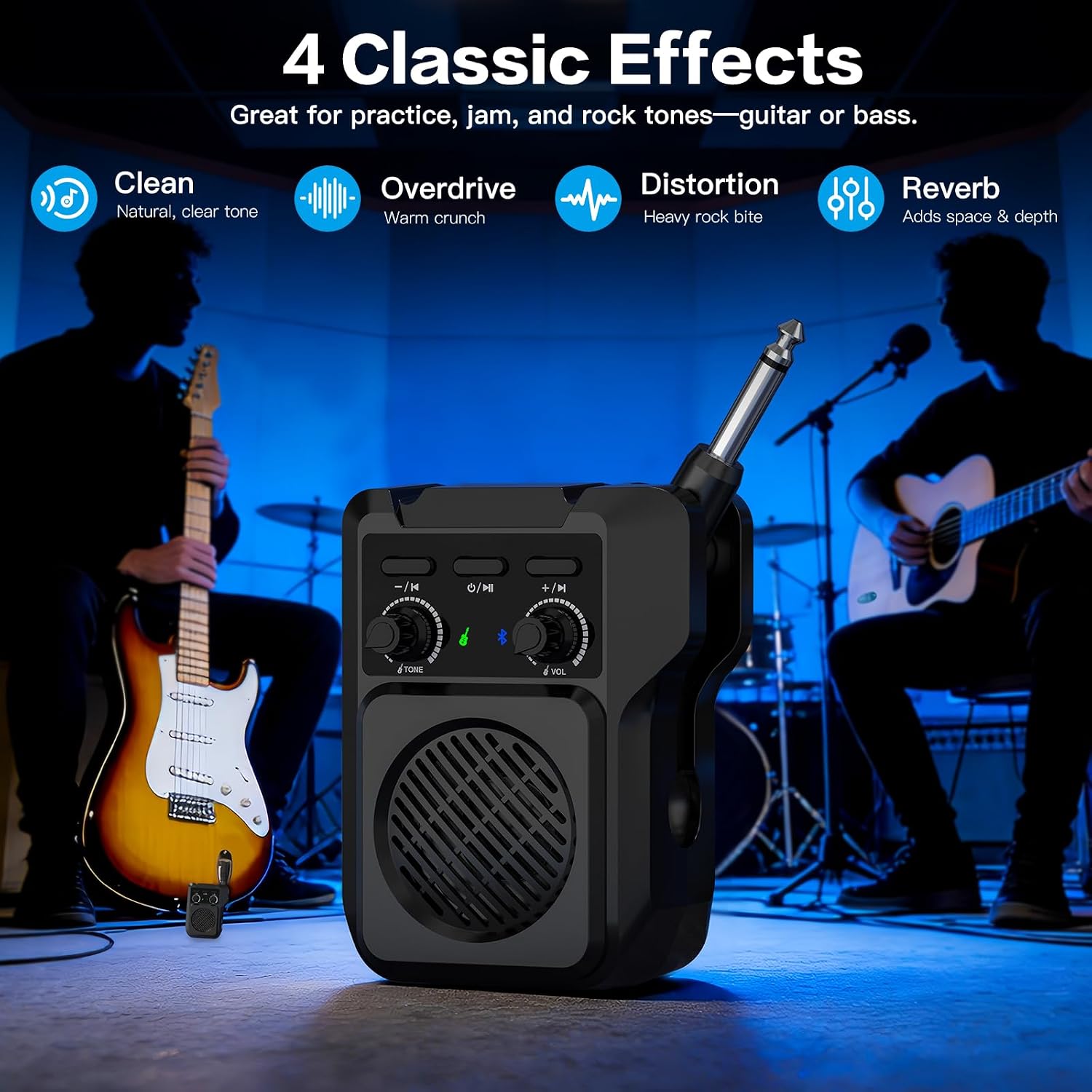 Detalle de ZealSound Q1 5W Mini Guitar Amp with Bluetooth and Four Built-In Effects