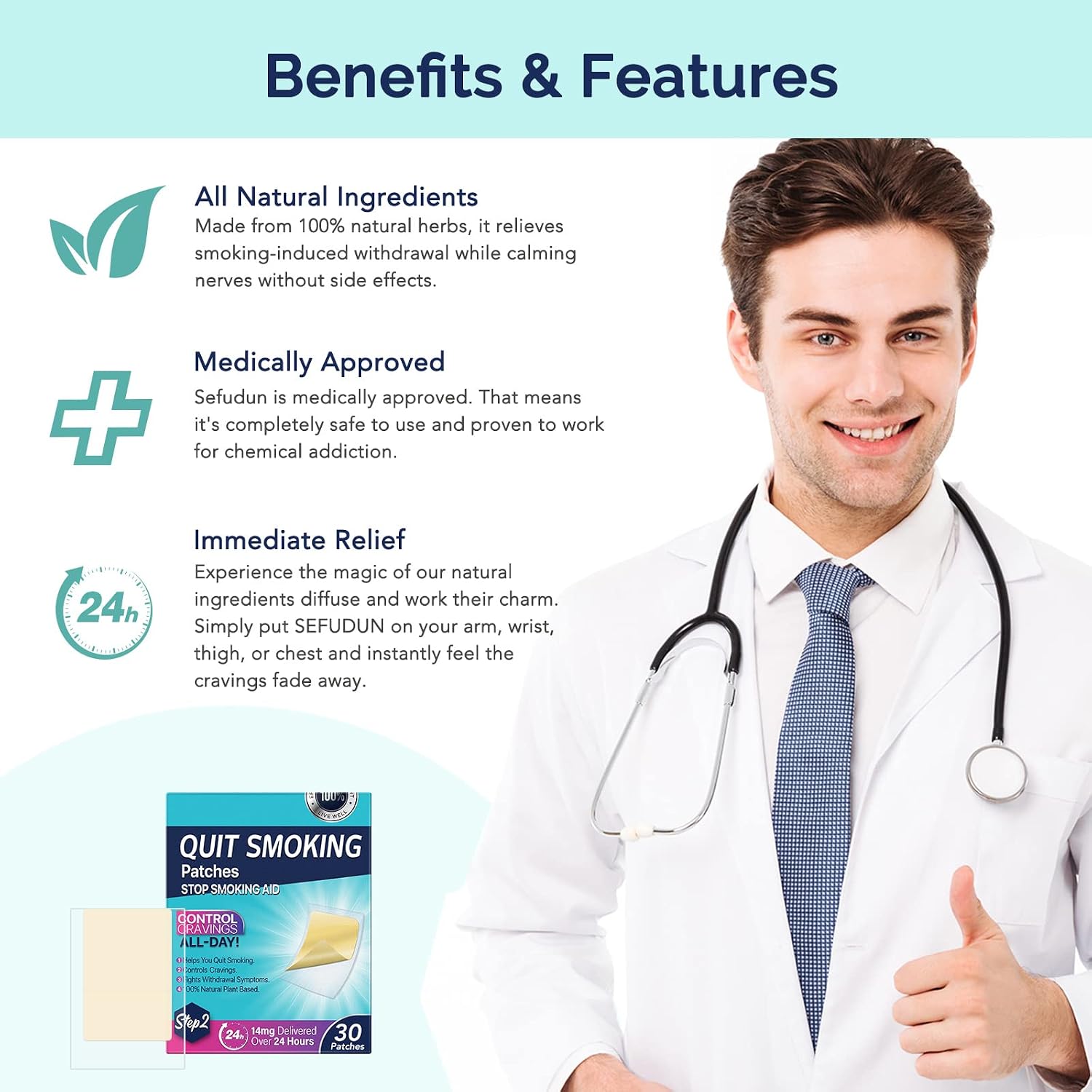 Detalle 2 de Valleylux Step 2 Nicotine Patches, 14 mg Over 24 Hours, 30 Count