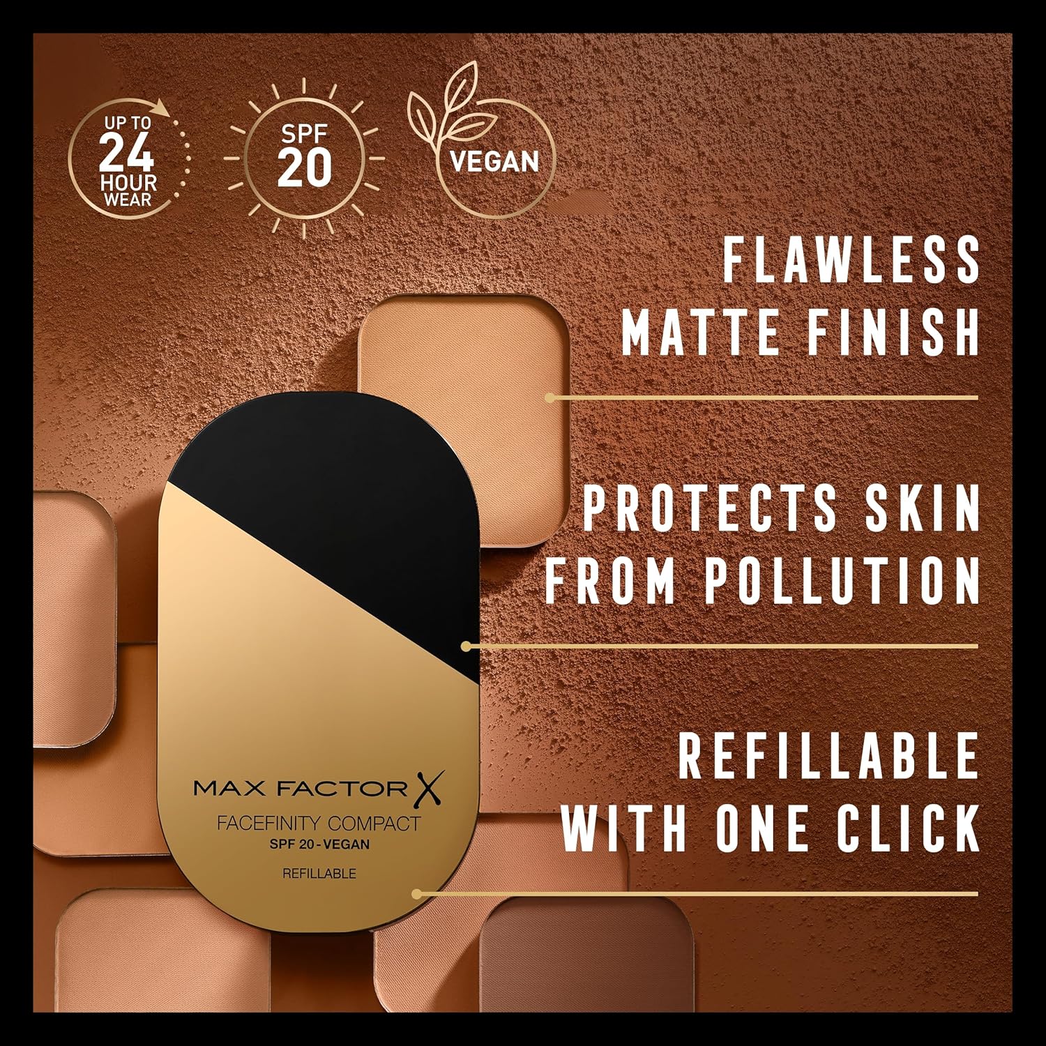 Detalle de Max Factor Facefinity Fondotinta compatto in polvere 003 Natural Rose, 10 g