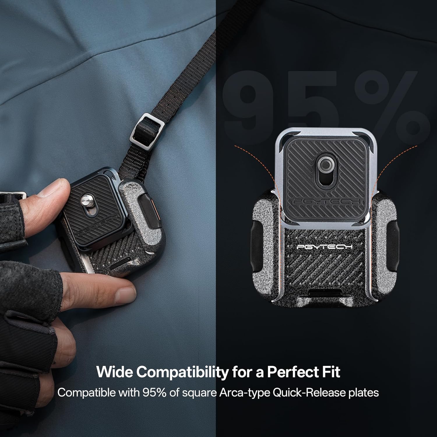 Thumbnail 1 de PGYTECH Kamera-Schultergurt Montage-Schnellspannklemme & Arca-Plate-Kit (Aluminium, SnapLock-Design)