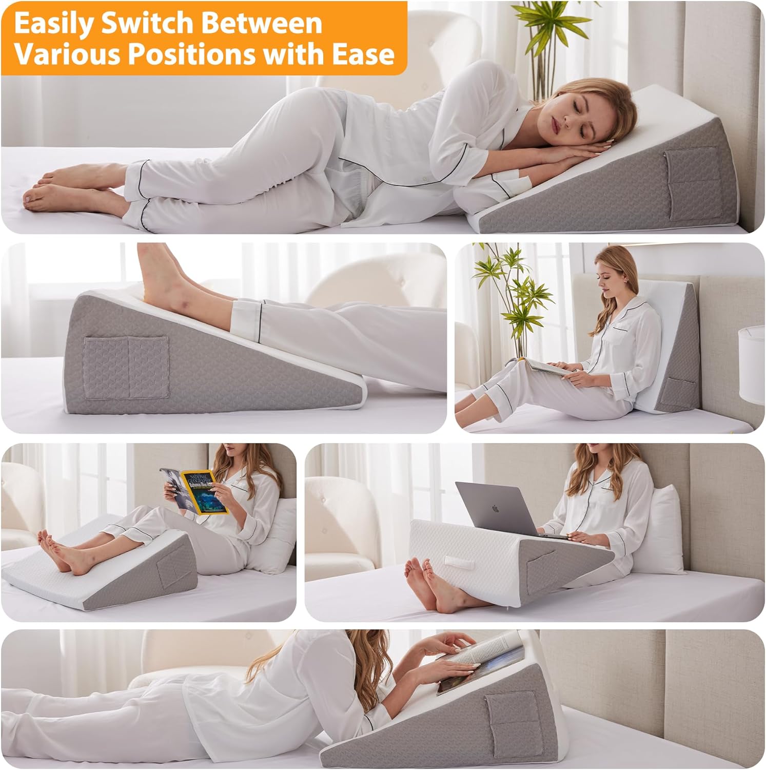 Detalle de Ruqmuis Wedge Pillow for Acid Reflux: Elevated Sleep Support with Practical Design
