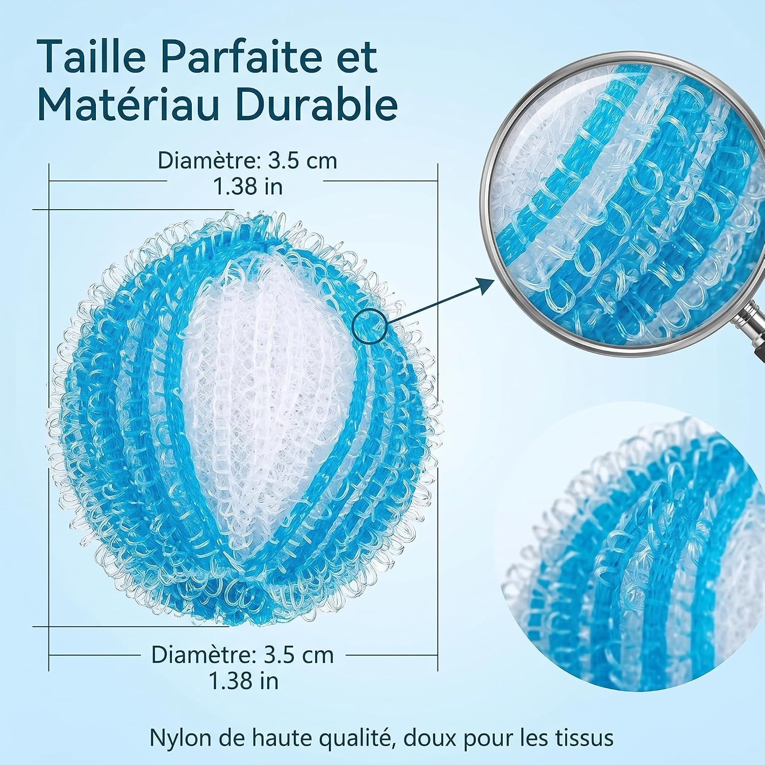 Thumbnail 1 de 12 Pièces Attrape Poils Machine à Laver – Boules Réutilisables Anti-Poils (bleu)
