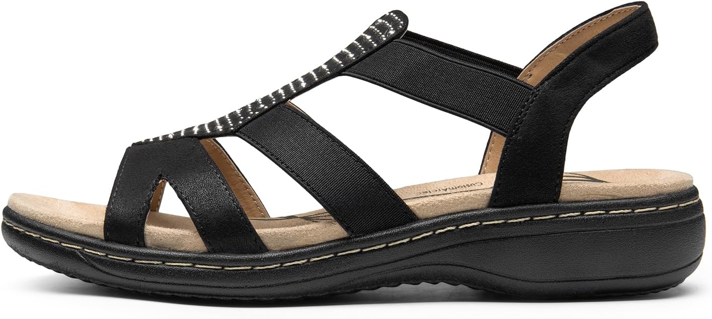 Thumbnail 2 de DREAM PAIRS Women’s Comfortable Arch Support Dressy Flat Sandals with Elastic Strap