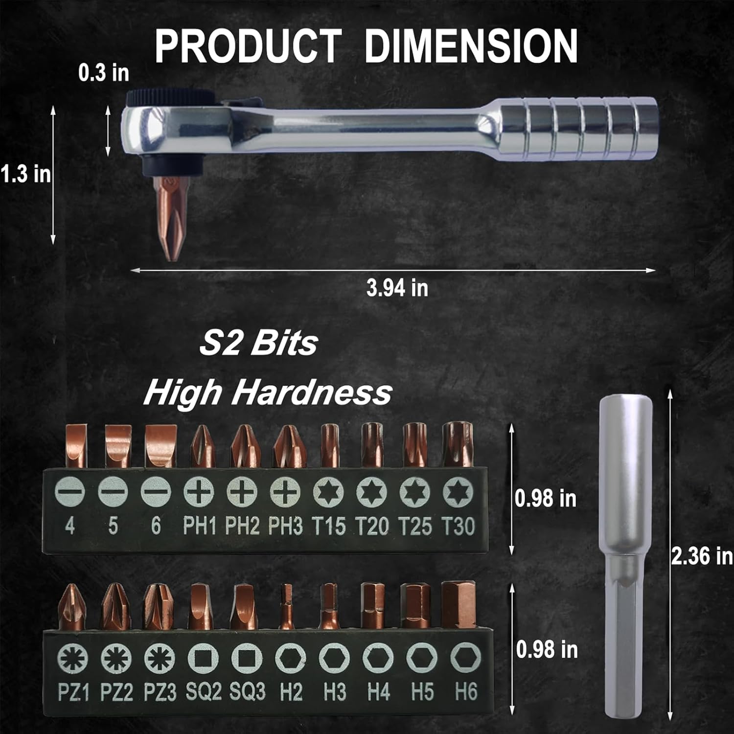 Thumbnail 1 de BAKESHU Chiave a cricchetto magnetica mini con punte (72 denti) per auto, bici e fai da te