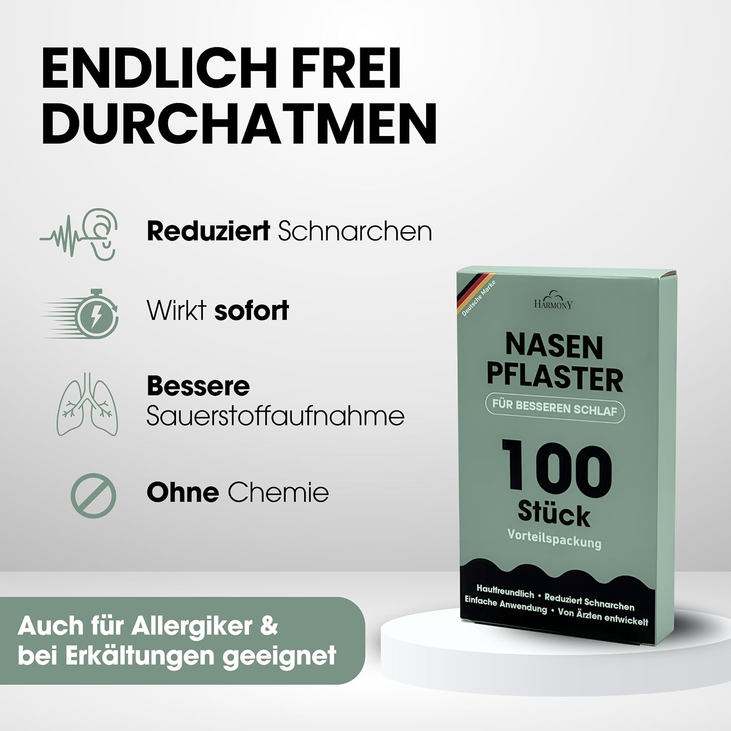 Detalle 2 de HARMONY Nasenpflaster Schwarz 100 Stück