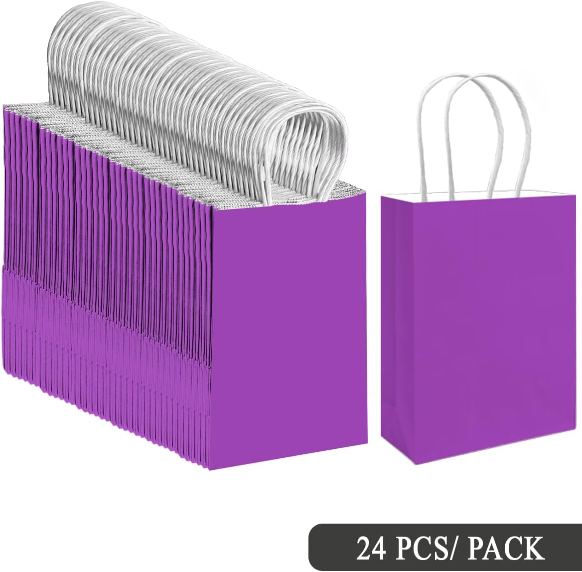 Thumbnail 2 de Gcardist 24PCS Medium Gift Bag with Handles (8.3 x 4.3 x 11 inches) in Violet