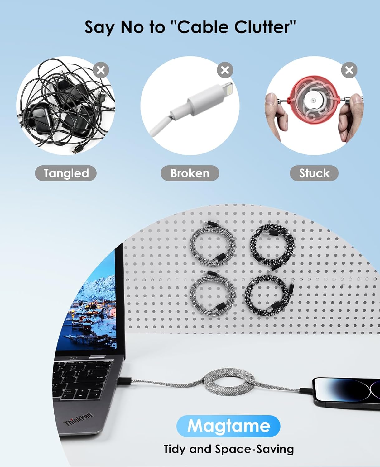 Thumbnail 3 de Magnetic Coil Lightning Cable 1.5M ⚡ Carga Rápida para iPhone