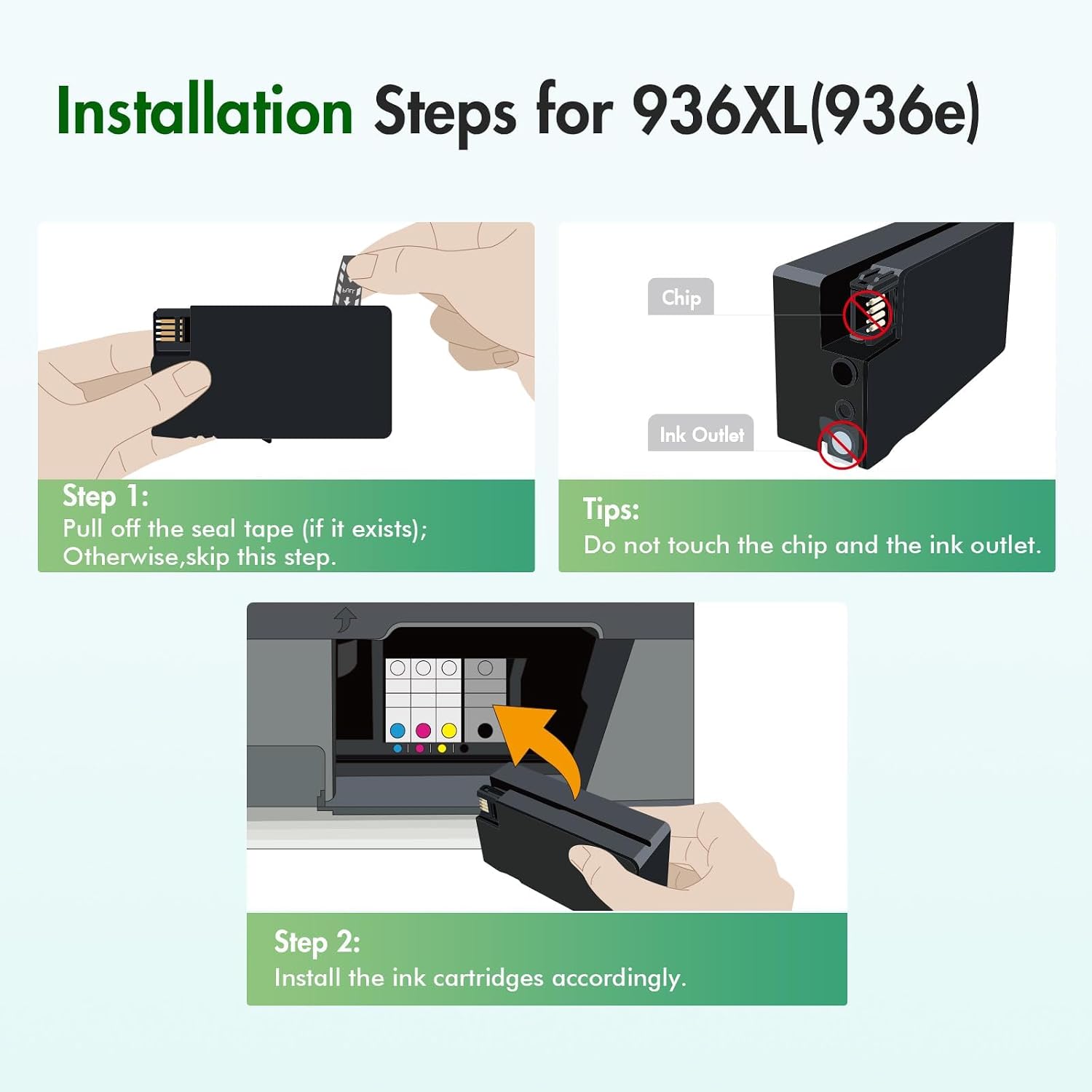 Detalle 2 de inkalfa 936XL 9110 Ink Cartridge Combo Pack, Black and Color, 4-Pack