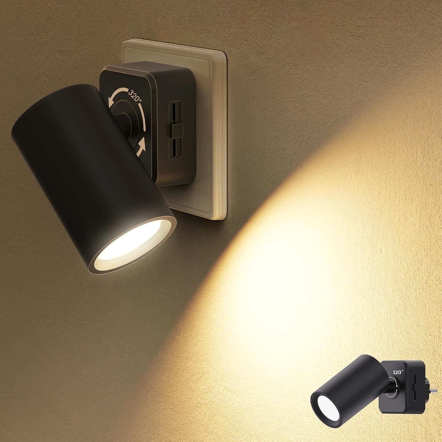 JandCase Nachtlicht Steckdose 320° Drehbar