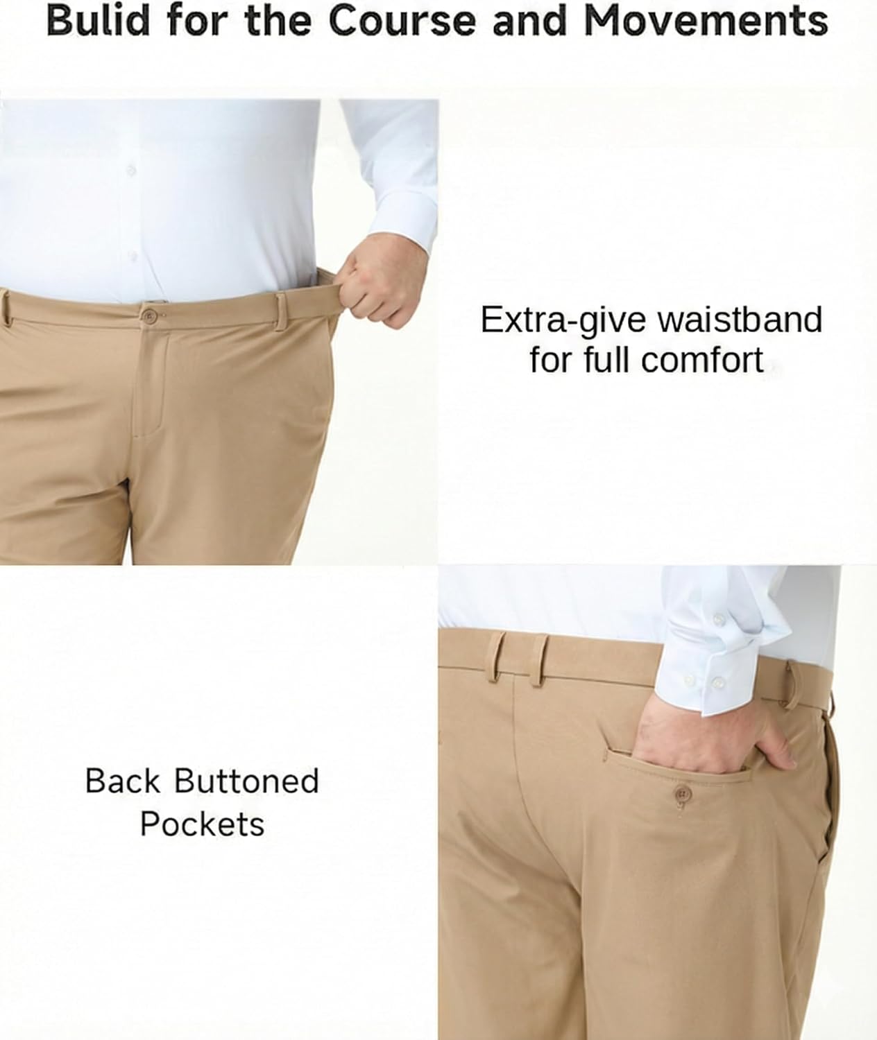 Detalle 2 de SNOWTEN Men's Classic Fit Golf Pants, Stretch Lightweight Big & Tall