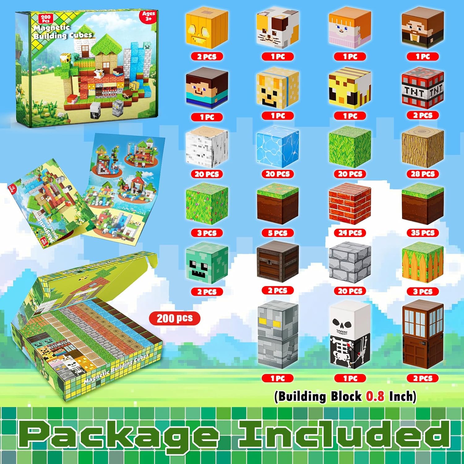 Detalle 2 de Goody King Magnetic Blocks 200PCS magnetic building set 🧩