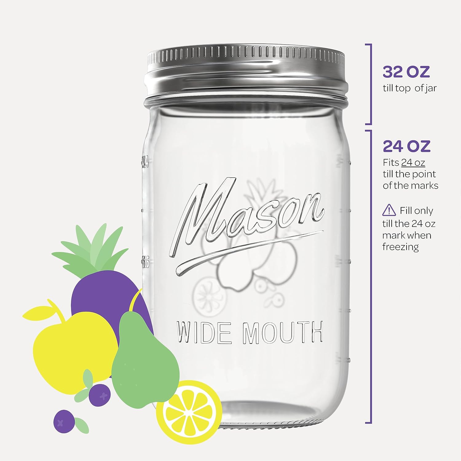 Thumbnail 3 de SEWANTA Wide Mouth Mason Jars 32 oz pack