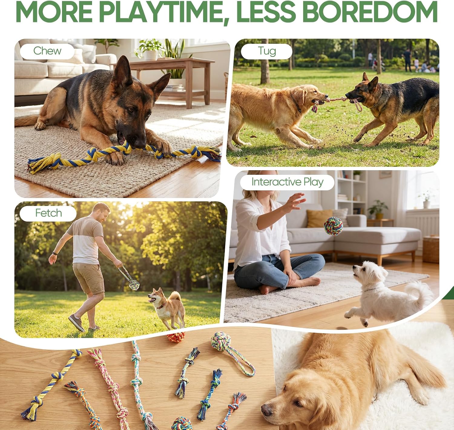 Detalle de Aitmexcn 10 Pack Rope Toys for Small and Medium Dogs