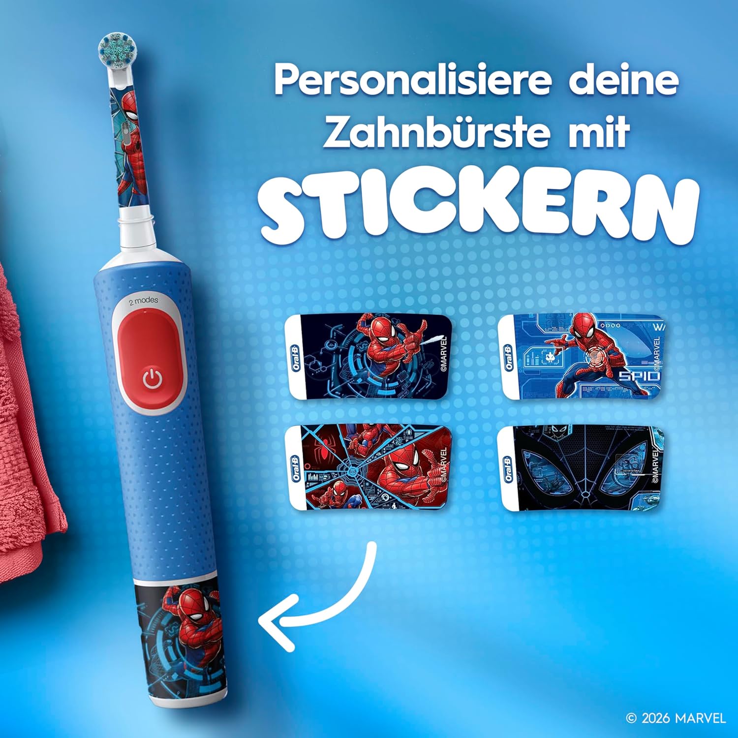 Detalle 2 de Oral-B Pro Kids Spider-Man Elektrische Zahnbürste für Kinder ab 3 Jahren