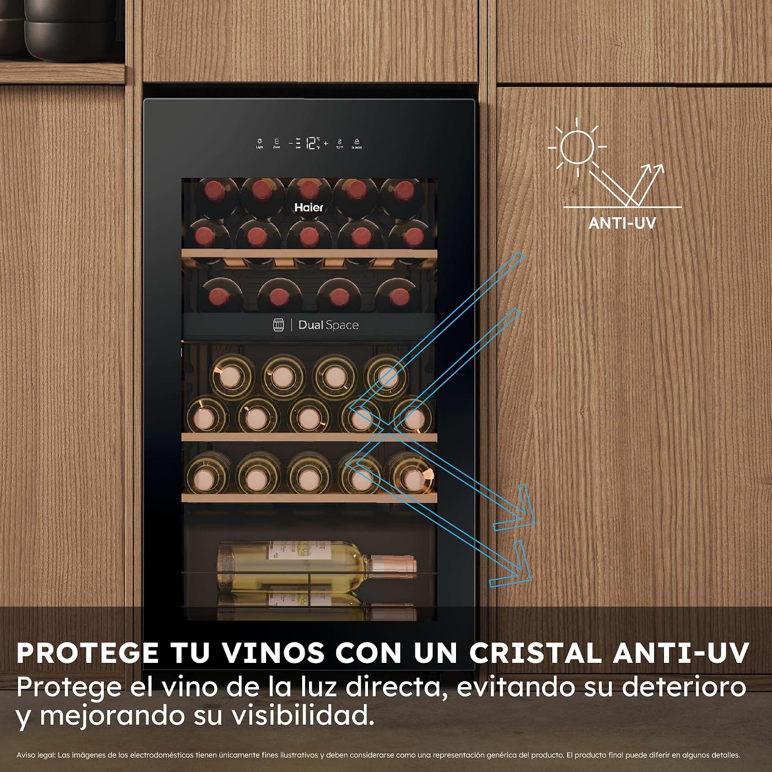 Thumbnail 6 de Haier Wine Bank 50 Series 5 HWS32GDG: Vinoteca de 32 botellas con 2 zonas y filtro anti-UV