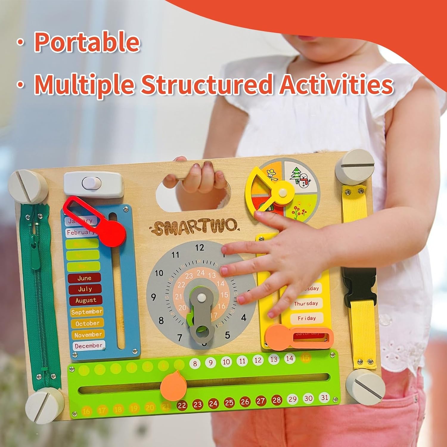 Thumbnail 6 de Toddlers Montessori Toy: Large Double-Sided Wooden Busy Board for Fine Motor Skills