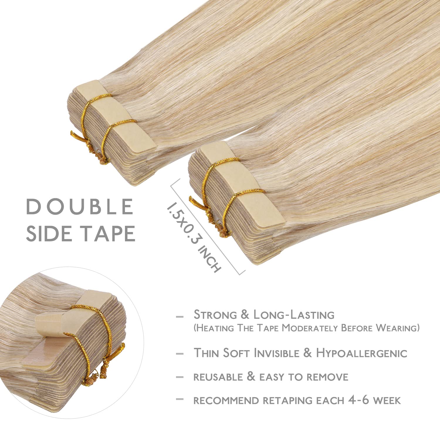 Detalle de WENNALIFE Tape Extensions Echthaar 35 cm