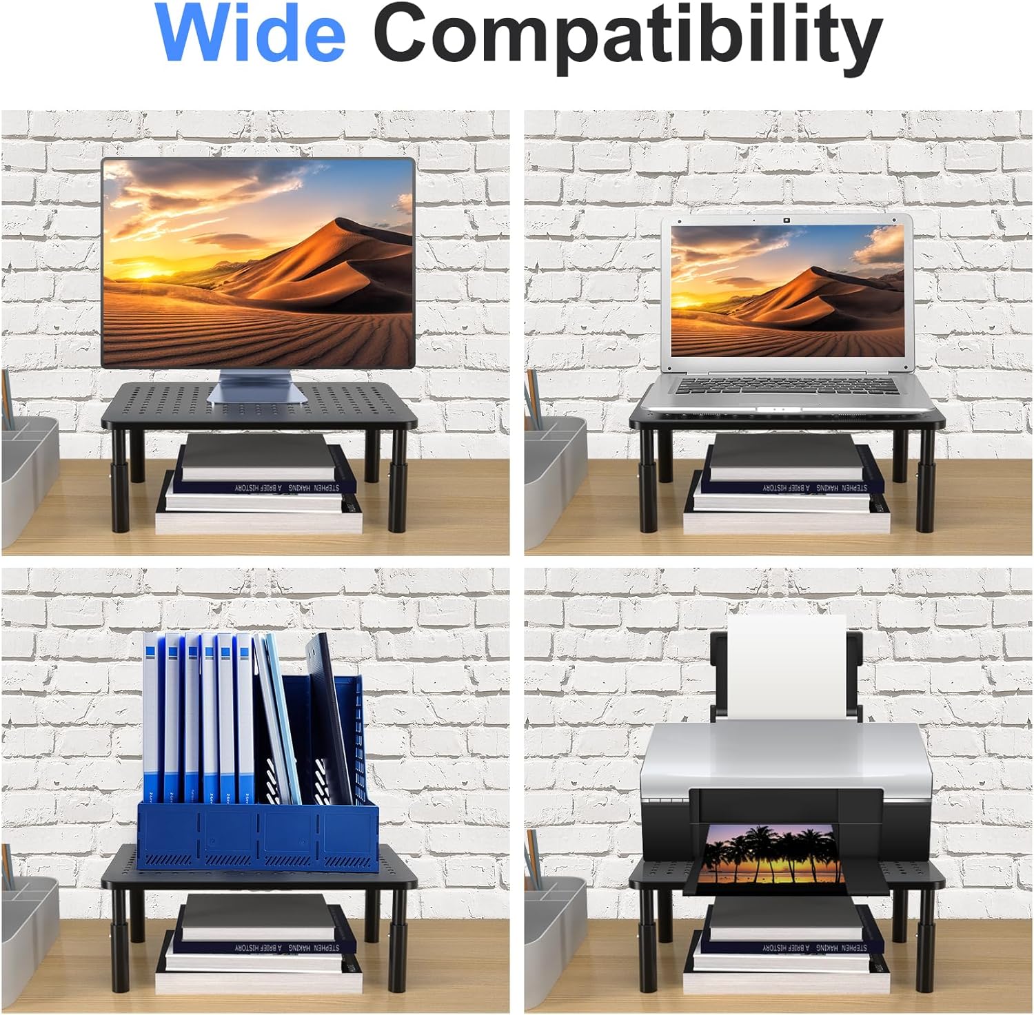 Detalle 2 de suptek Supporto per Monitor Rialzo da Tavolo Nero, ergonomico e regolabile in altezza