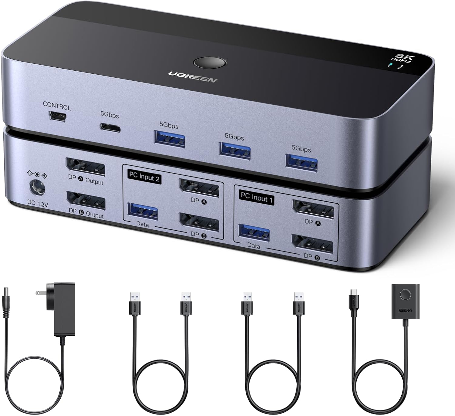 UGREEN DisplayPort KVM switch, 2 computers