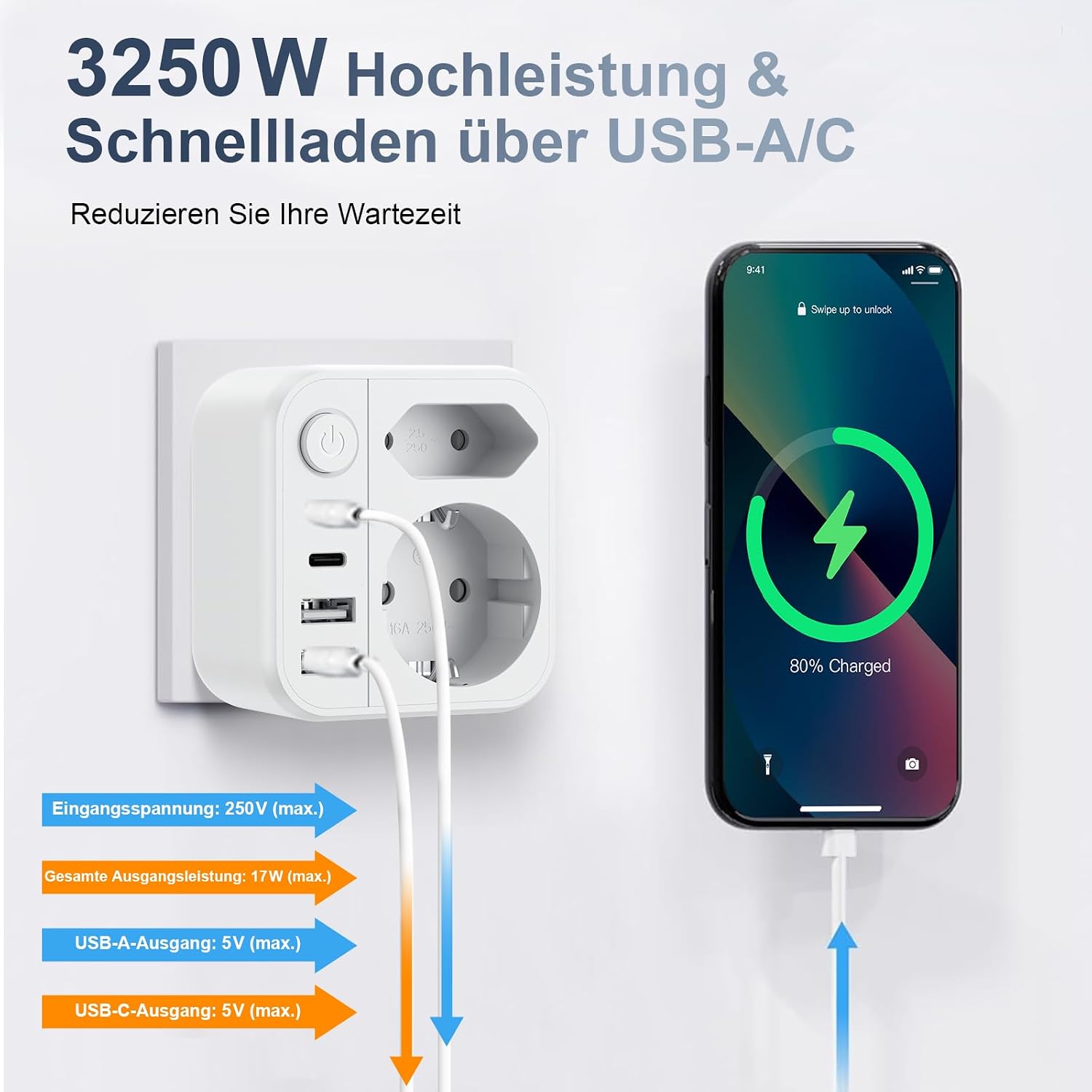Detalle de Dalimee Reiseadapter UK Typ G (7 in 1) für England/Irland/Schottland & Dubai – Adapter von EU auf UK
