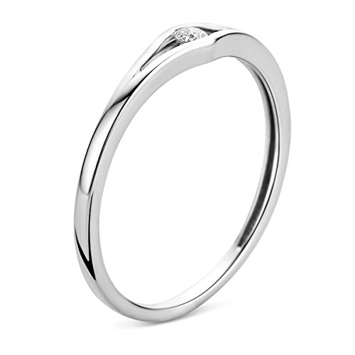 Thumbnail 1 de Anillo de compromiso Miore para mujer, solitario en oro blanco 9K con diamante 0,05 ct