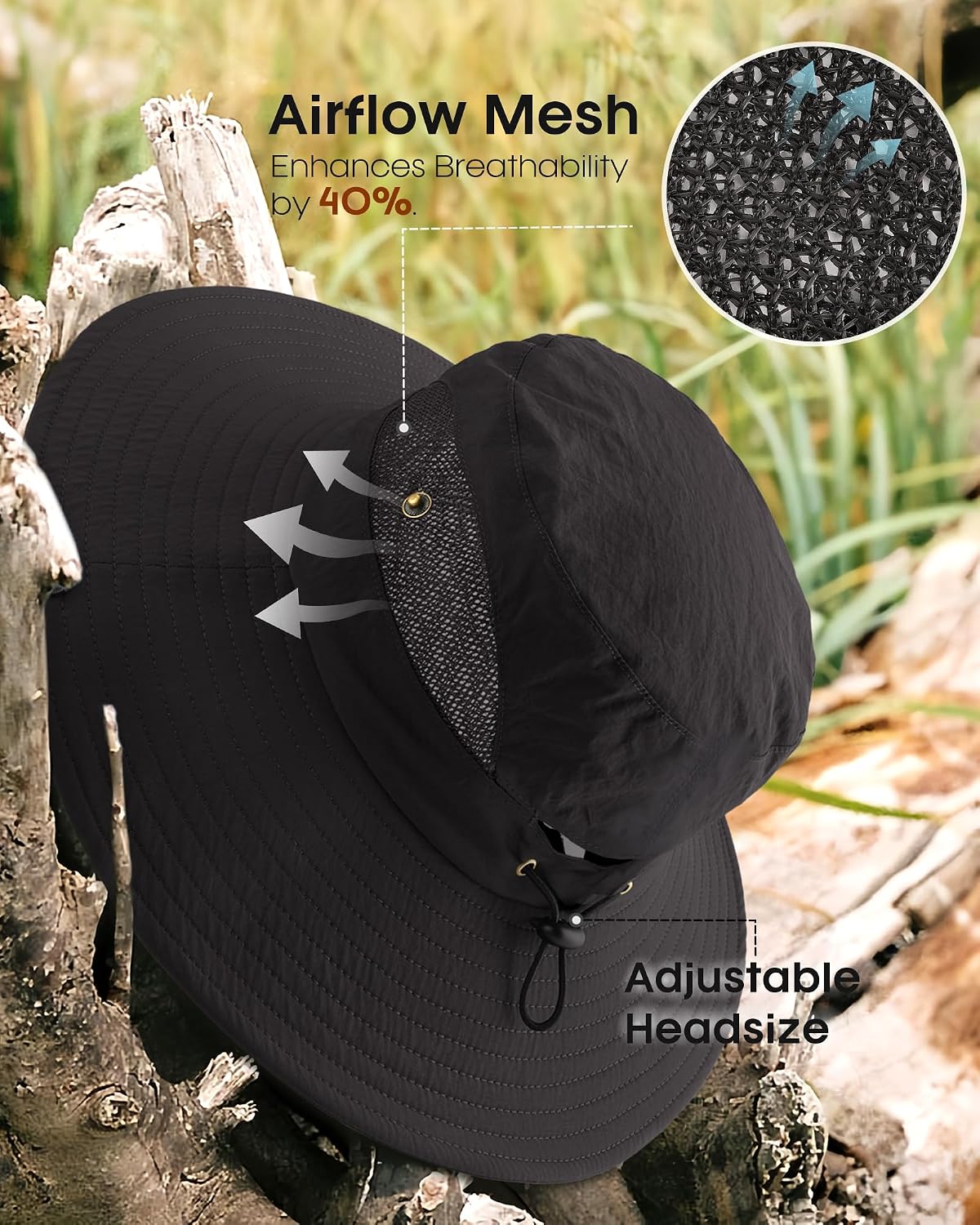 Thumbnail 4 de FURTALK Women's Sun Hat with Ponytail Hole – Wide Brim UPF 50+ for Beach and Hiking