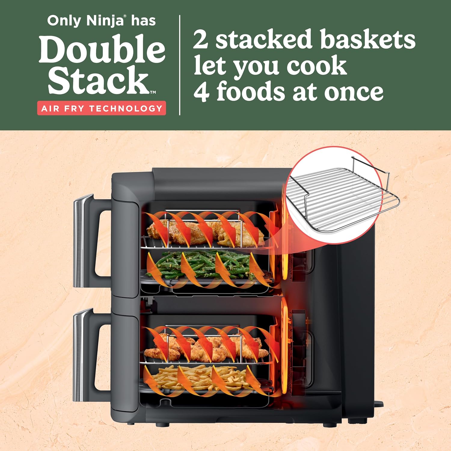 Thumbnail 1 de Ninja Air Fryer 10QT DoubleStack XL 2-Basket (SL401): Compact, Dual-Stack Convenience for Feeding Up to 8