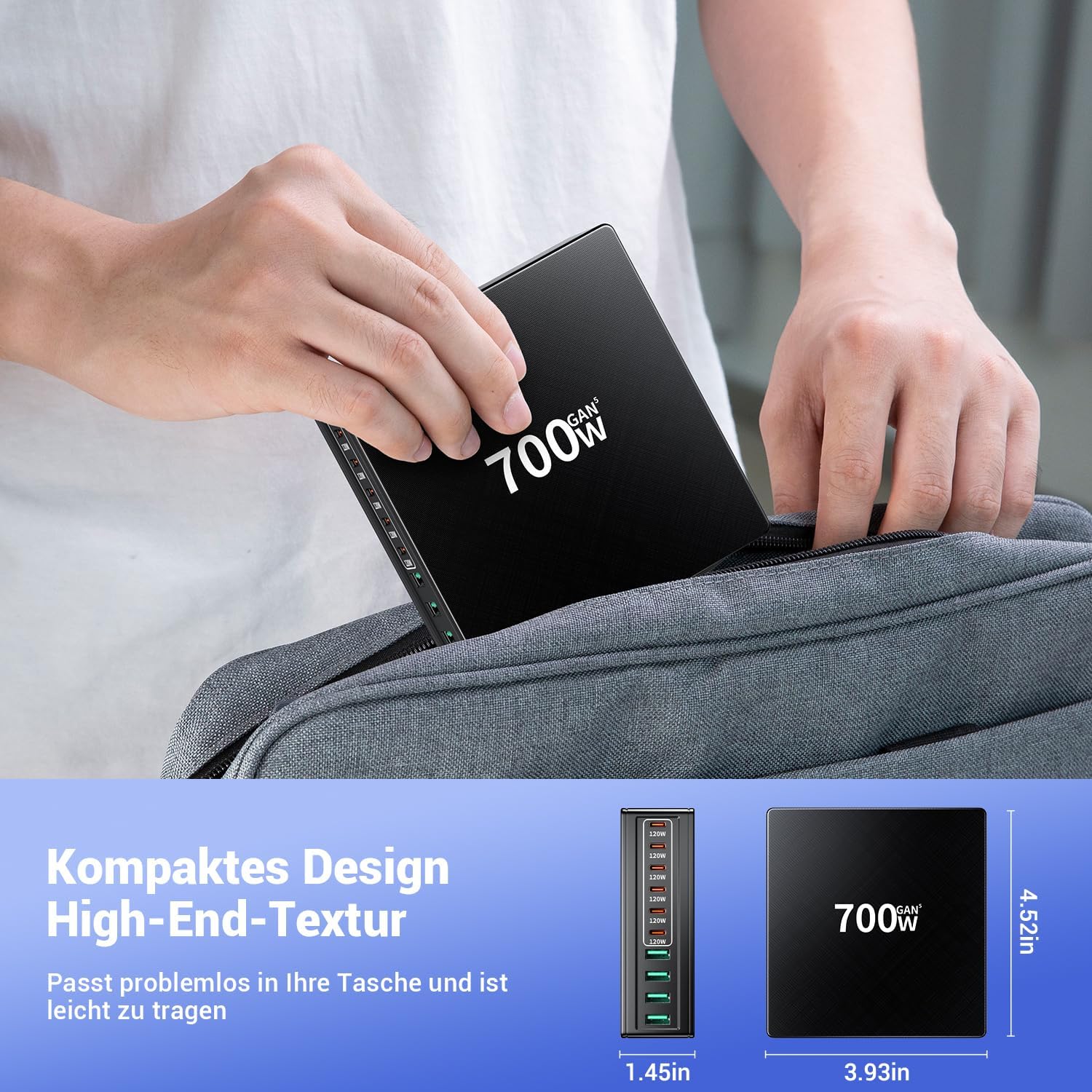 Thumbnail 6 de HSSNS 700W Ladegerät – 10-Port GaN Schnellladegerät mit 6 USB-C Ports und 4 USB-A Ports (PD & PPS) für MacBook, iPad & iPhone
