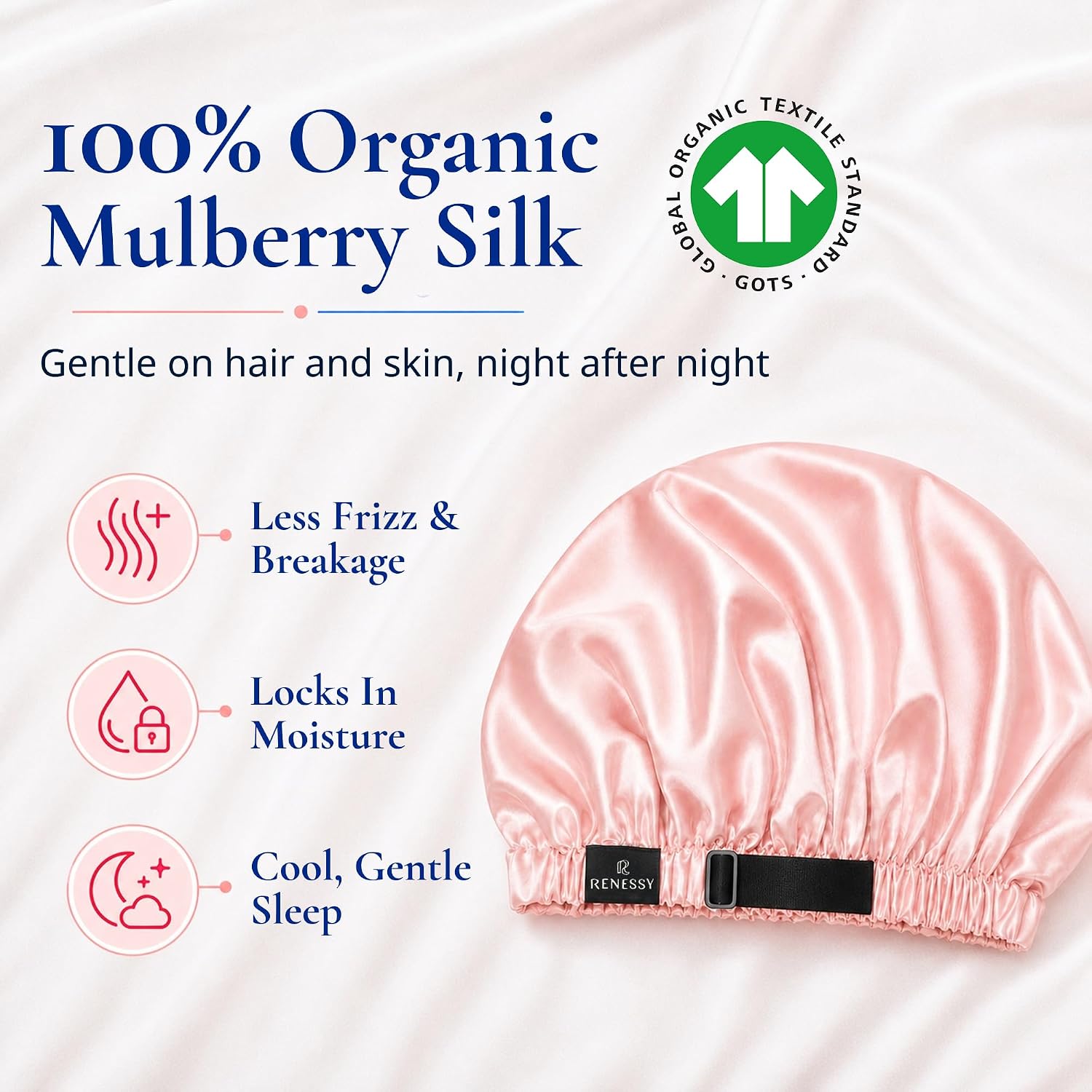 Thumbnail 1 de RENESSY Silk Bonnet, 22 Momme Organic Mulberry Silk Sleep Cap