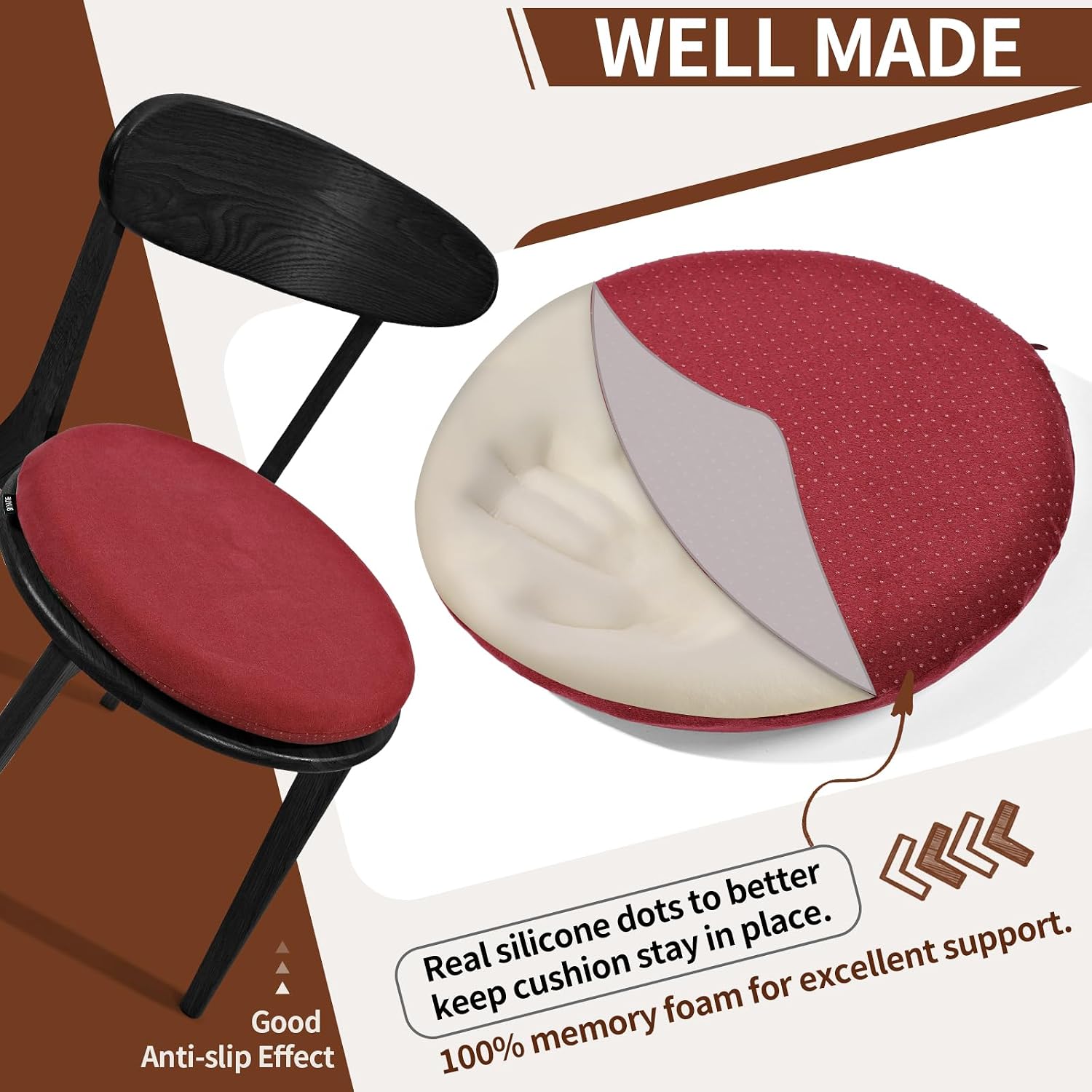 Detalle 2 de BUYUE Memory Foam Seat Cushion, 16.5-inch