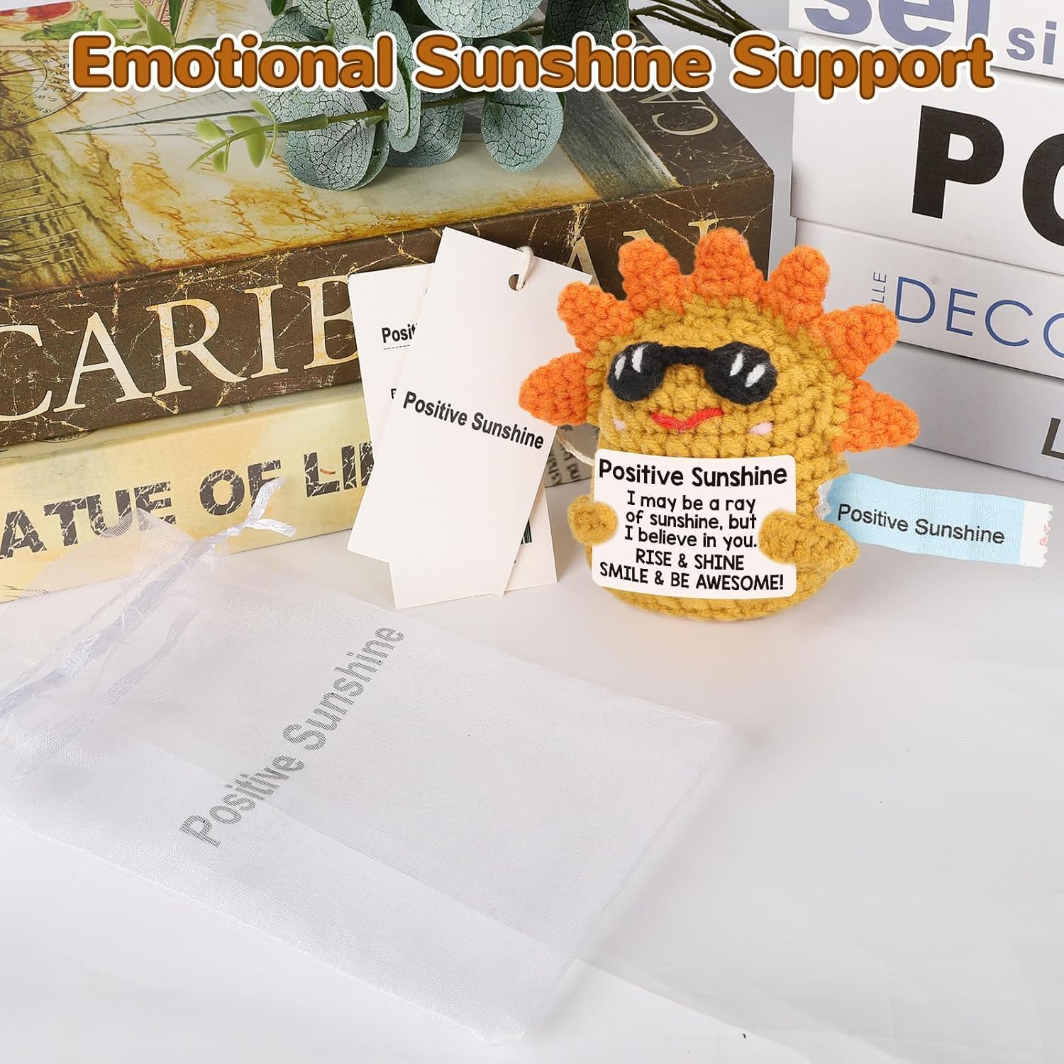 Thumbnail 3 de ALUNME Emotional Support Sunshine Plush – mini crocheted gift for encouragement