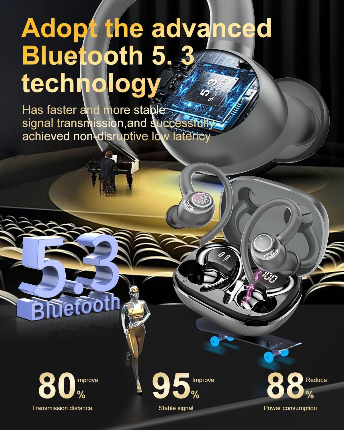 Detalle de Bluetooth Kopfhörer Sport 40 Std Spielzeit